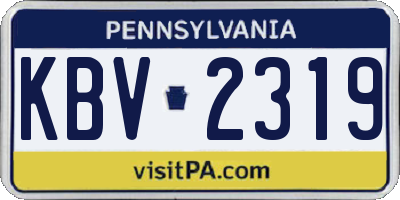 PA license plate KBV2319