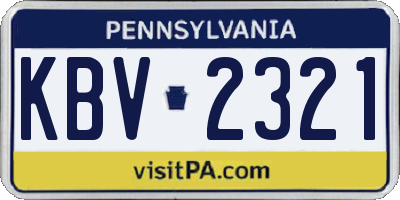 PA license plate KBV2321