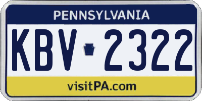 PA license plate KBV2322