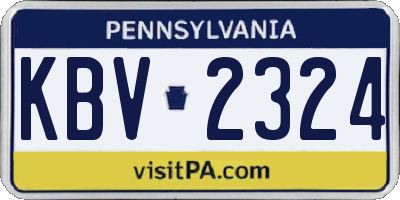 PA license plate KBV2324