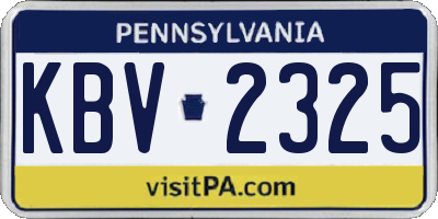 PA license plate KBV2325