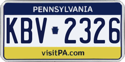 PA license plate KBV2326