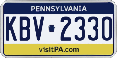 PA license plate KBV2330