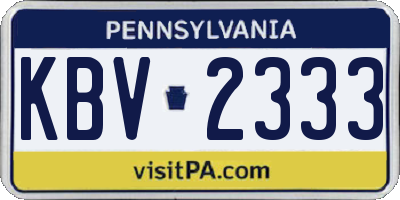 PA license plate KBV2333