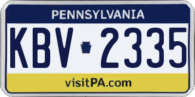 PA license plate KBV2335