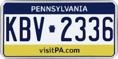 PA license plate KBV2336