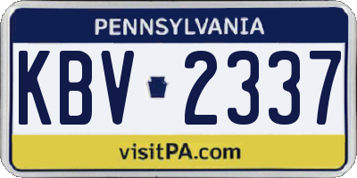 PA license plate KBV2337
