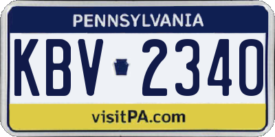 PA license plate KBV2340