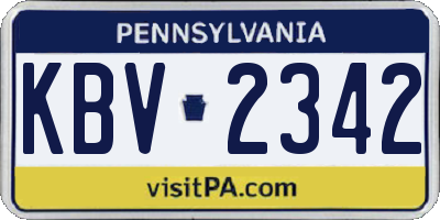PA license plate KBV2342