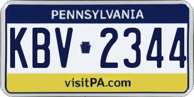 PA license plate KBV2344
