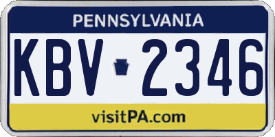 PA license plate KBV2346