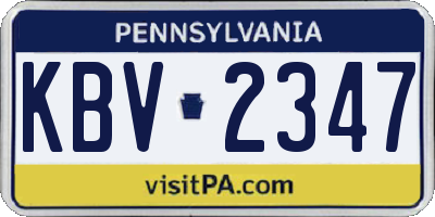PA license plate KBV2347
