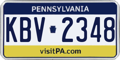 PA license plate KBV2348