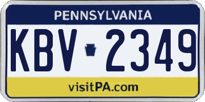 PA license plate KBV2349