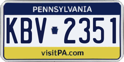 PA license plate KBV2351