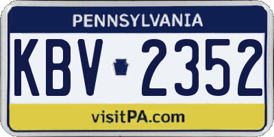 PA license plate KBV2352
