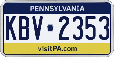 PA license plate KBV2353