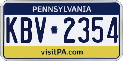 PA license plate KBV2354