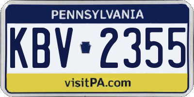 PA license plate KBV2355