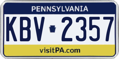 PA license plate KBV2357