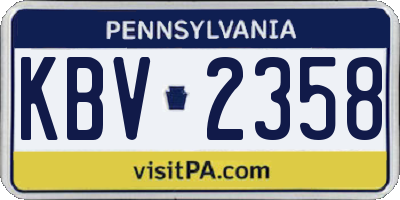 PA license plate KBV2358