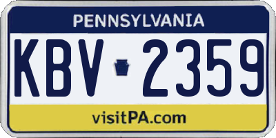 PA license plate KBV2359