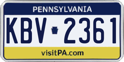 PA license plate KBV2361