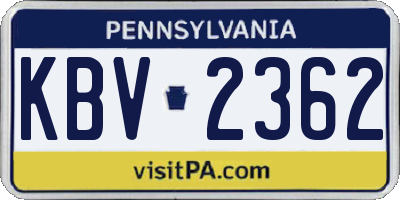 PA license plate KBV2362