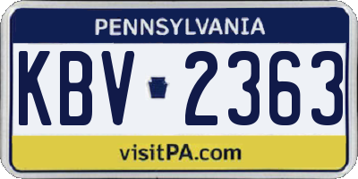 PA license plate KBV2363