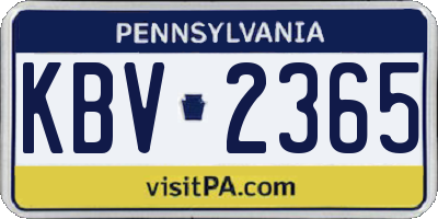 PA license plate KBV2365