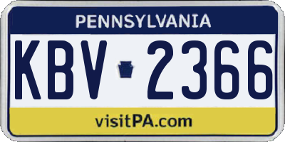 PA license plate KBV2366