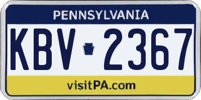 PA license plate KBV2367