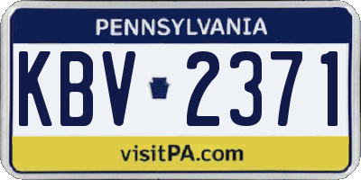 PA license plate KBV2371