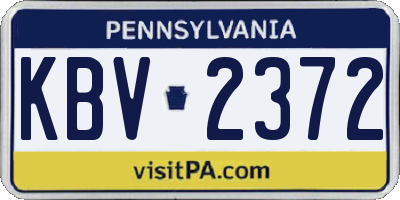 PA license plate KBV2372
