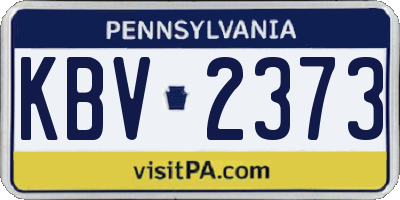 PA license plate KBV2373