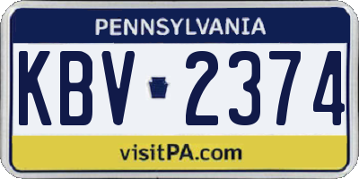 PA license plate KBV2374