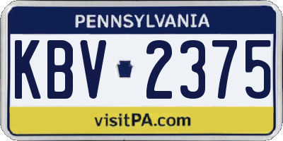 PA license plate KBV2375