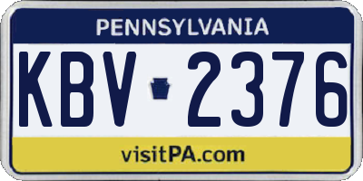 PA license plate KBV2376