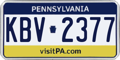 PA license plate KBV2377