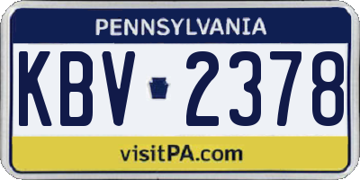 PA license plate KBV2378