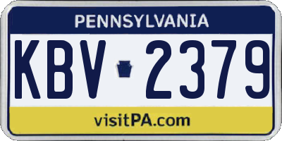 PA license plate KBV2379
