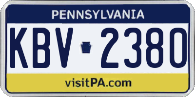 PA license plate KBV2380