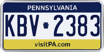PA license plate KBV2383