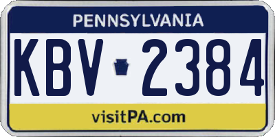 PA license plate KBV2384