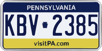 PA license plate KBV2385
