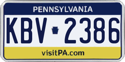 PA license plate KBV2386