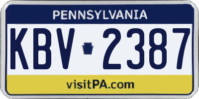 PA license plate KBV2387