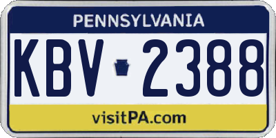 PA license plate KBV2388
