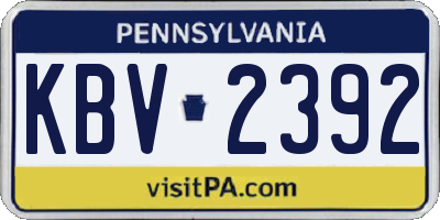 PA license plate KBV2392