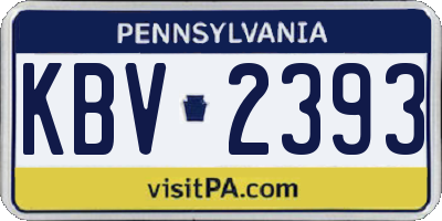 PA license plate KBV2393